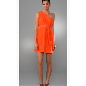 Thread Social One Shoulder Orange Silk Dre…